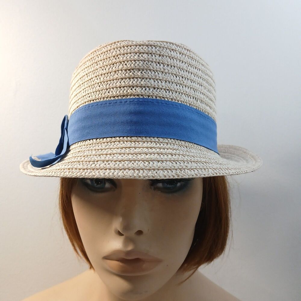 Scala Pronto Blue Bow Women’s Fedora Hat Straw Beach One Size - Picture 2 of 5